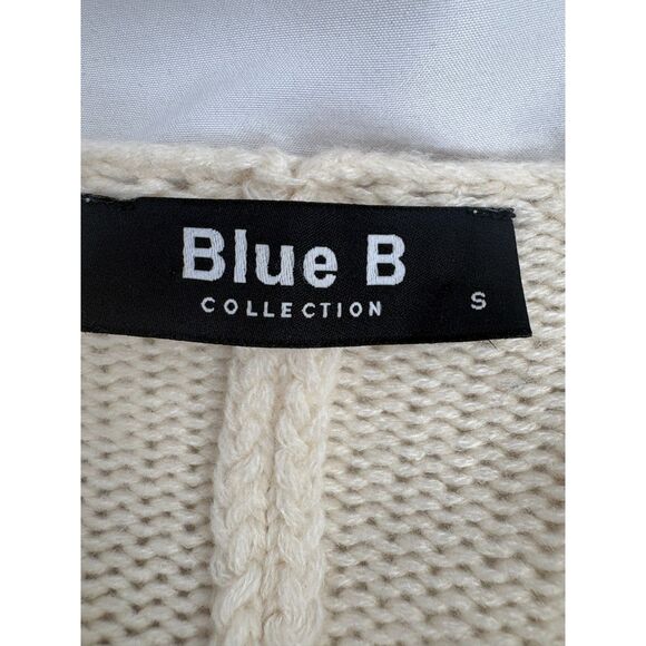 Blue B Collection Cream Beige Cardigan Chunky Knit Sweater Size S Fringe Boho - Picture 6 of 9